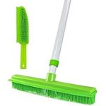 Telescopic Long Handle Rubber Push Broom with Soft Rubber Bristles Squeegee Edge Use for Pet Cat Dog Hair Perfect for Cleaning Hardwood Vinyl Carpet