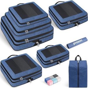 Prezon Kompressions-Packwürfel, Verbessertes Netzfenster, Sichtbar und Tragbar, Erweiterbare Reisegepäck-Organizer, Komprimierbaren Verpackungswürfel zur Organisation Ihres Reisegepäcks