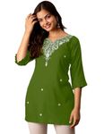 ZEENAT LIBAAS Women Rayon Regular Top (Ayan_CHOTATOP_Mehendi_Small)