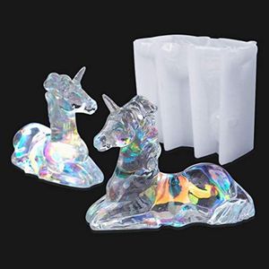 iSuperb Resin Mold 3D Unicorn Animal Silicone Ornament Art Mold UV Epoxy Resin Casting Molds for DIY Decorations Crafts (Transparent)