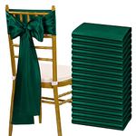 fani 60 PCS Forest Green Satin Chair Sashes Bows Universal Chair Cover for Wedding Reception Restaurant Event Decoration Banquet,Party,Hotel Event Decorations (7 x 108 inch)