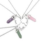 JSDDE Natural Crystals Best Friends Forever and Ever BFF Necklace Engraved Puzzle Friendship Heart Pendant Necklaces Jewellery (3pcs/Set)