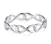 BORUO 925 Sterling Silver Ring High Polish Infinity Symbol Tarnish Resistant Comfort Fit Wedding Band Ring Size 4-12, Sterling Silver