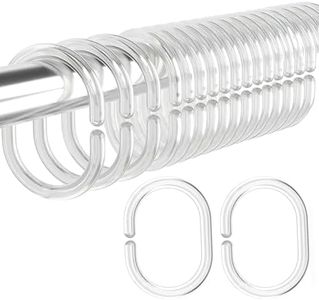 Zalizr 24 Pack Clear Plastic Shower Curtain Hooks, C-Shaped Shower Curtain Ring Hooks, Anti Rust Curtains Rings, Easy Install, for Bathroom Rod and Changing Room Curtains