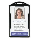 ADVANTUS ID Card Holder, Vertical, Holds up to 2-1/8" x 3-3/8" Card, 25 per Pack, Black (75657)