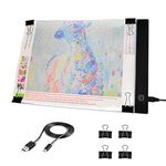 Mlife A4 LED Light Pad - Diamond Art Light Box Tracing Light Board with 3 Brightness, Ideal for Sketching, Animation, Drawing Light Box with 4 Fasten Clips
