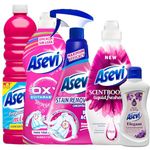 Asevi Bundle Spanish Cleaning Products Home Room Air & Clothes Fabric OXY Stain Remover Freshener Softener Laundry Scent Booster Pink Mio Floor Surface Limescale Mould Mildew Cleaner