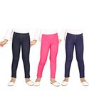 SOUTH TREE Girl's Regular Fit Cotton Jeggings (GJF_3P_YRS_Navy, Fuchsia, Blue_13 Years-14 Years)