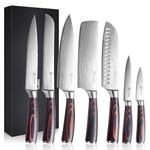 PAUDIN Chef Knife Set, 7 Pieces Kitchen Knife Set, Kitchen Knives with High Carbon Stainless Steel, Knife Set for Kitchen, Professional Knives Set for Kitchen with Pakkawood Handle