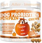 Probiotics for Dog's Gut Health Sensitive Tums, Anal Glands, Scooting, Loose Stools, Smelly, Itchy Ears, SUPER BLEND PreBiotics, Enzymes, Pumpkin powder for dogs, itchy skin relief Probiotic Dog Treat