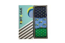 Mint & Oak Printed Christmas Socks For Men, Cotton Calf Colorful Secret Santa Gift Box for Men, Xmas Calf Length Boys Socks With Fun Prints - Gift Box of 3