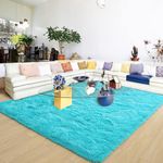 NN RUGS Floral Design Soft Silk Carpet for Bedroom Hall Living Room- 4x6 Feet Cream Color (120x180 CM, Teal Sky)