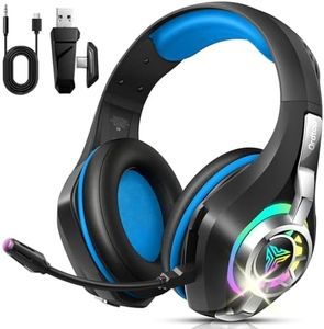 2.4GHz Wireless Gaming Headsets for PS5/PS4/Switch, RGB Noise Cancelling Over-Ear Headphones with 7.1 Surround Sound, 40mm Drivers, Bluetooth 5.4, 276g Ultraligero, Memory Foam, 45H Gaming Headphones