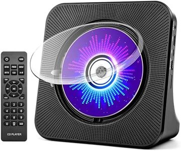 Desktop CD Player with Speakers, ROADOM CD Players for Home, Portable CD Player with Bluetooth Hi-Fi Stereo Sound,Remote Control,Supports CD/Bluetooth/FM Radio/U Disk/AUX/Timer/Repeat,Black