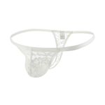 Faringoto Men's Sexy Sheer Lace Underwear Transparent Floral Mesh Thong Panties Sissy Gay Bikini Lingerie