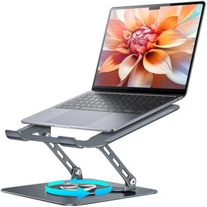 mearens Laptop Stand, 360° Rotating Foldable Adjustable Computer Stand for 8 to 17.3 inches Laptop & Tablet, Carbon Steel, 45LB Capacity, Anti-Slip, Ergonomic Design (Starry Gray)