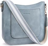 BOSTANTEN Crossbody Bags for Women Trendy Vegan Leather Hobo Handbags Fashion Shoulder Purse with Adjustable Guitar Strap Denim Blue