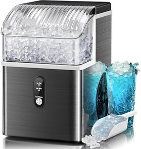 Kismile Nugget Ice Makers Countertop,Portable Ice Machine with Crushed Ice, 35lbs/Day,Self-Cleaning,One-Click Operation for Home Use(Black)