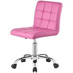 Charles Jacobs Swivel Office Chair/Stool With Adjustable Height and Ultra Padded Design for Comfort (Pink)