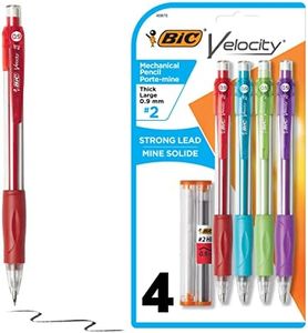 BIC Velocity Strong Lead Mechanical Pencils, With Colourful Barrel, Thick Point (0.9 mm), 4-Count Pack Mechanical Pencils With Erasers and Lead Refills