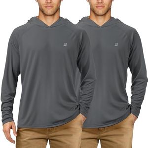 Roadbox Men's Sun Protection Long Sleeve Hoodie, 2 Pack UPF 50+ UV Outdoor Hiking Fishing Shirts, Workout Running Swimming Beach Shirt