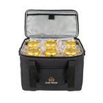 Outer Woods 12-Can Leakproof Cooler Bag – 24-Hour Cooling | 6 Ice Gel Packs Included | Soft Travel Chiller for Beer, Soda & Juice | Picnic Cooler Bag | Insulated Bag for Beverages - Black