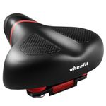 Wheefit Wide Bike Seat Comfort for Men Women, Padded Bicycle Seat for Heavy Riders, City Road Saddle for Long Rides, Shock Absorbing, Waterproof, Universal Fit for Standard Bikes