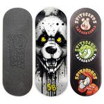 SPITBOARDS 34 mm Fingerboard Deck - Real Wood (5-Layers) Classic Popsicle Street Shape - Size: 34 x 96 mm - Single Graphic Deck (Real Wear) - Optimised Concave - Hungry Panda