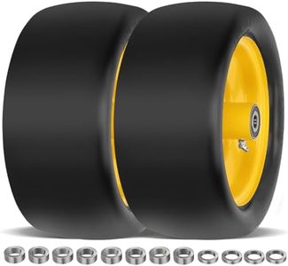 2 Pcs 13x6.50-6 Lawn Mower Tires Flat Free with 3/4" 1/2" 5/8" Chrome Steel Bearings, 13x6.50-6 Zero Turn Mower Front Tires, 13x6.5-6 Flat Free Lawn Tires for Commercial Grade, 5.5"-7.5" Centered Hub