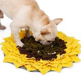 Muswanna Dog Snuffle Mat,Woven Sunflower Dog Sniffing Pad, Pet Slow Feeding Mat,Anti-Slip Dog Nose Work Smile Training Blanket,Interactive Puzzle Toys/Easy to Fill/Fun to Use/Stress Release