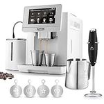 Zulay Magia Super Automatic Coffee Espresso Machine - Frother Handheld Foam Maker for Lattes - Espresso Coffee Maker With Easy To Use 7” Touch Screen & Milk Frother Complete Set Coffee Gift
