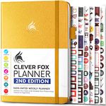 Clever Fox Planner 2nd Edition – Colorful Weekly & Monthly Goal Setting Planner, Habit Trackers, Time Management and Productivity Organizer, Gratitude Journal, Undated, A5, Lasts 1 Year – Amber Yellow