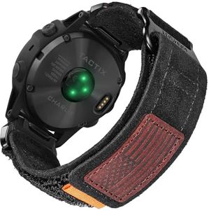 Soft Suede Leather Watch Band, 26mm Military Strap Compatible with Garmin Instinct 3 50mm/Fenix 8 51mm/7X/7X Pro/6X/6X Pro/5X/5X Plus, Tactix 7 Pro/ Delta, Quatix 6X/5X, Descent MK1/MK2, Instinct 2X, Foretrex 601/701, Enduro /Enduro 2/ Enduro 3, D2
