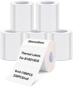 Thermal Labels Maker Tapes for B21/B3S/B1 Printer,1.91" X 1.18" (50 X 30mm) 230 Labels/Roll,Multi-Purpose Adhesive Labels Sticker Paper for Home Office Small Business Address School,6 Rolls White