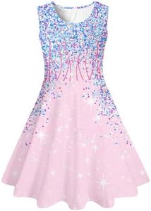 uideazone Diamond Dress for Girls Size 7-8 A-line Pink Princess Dress Sling Party Sundress for Casual Preschool Home