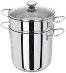 Judge Speciality Cookware JA80 Extra Large 5.2L Stainless Steel Pasta Pot with Drainer Insert (31cm x 22cm x 31cm) Induction Ready - 25 Year Guarantee