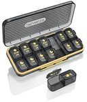 Pill Organizer 2 Times A Day, 7 Day Am Pm Pill Box - Acedada Weekly Pill Organizer Twice A Day, Portable Removable Daily Medicine Container Dispenser Case for Vitamin Fish Oil Supplement, Black Grey