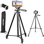 UBeesize 50" Phone Tripod Stand, Aluminium Lightweight Tripod for Camera and Phone, Cell Phone Tripod with Phone Holder and Carry Bag, Compatible with iPhone & Android