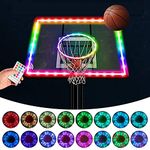 LED Basketball Hoop Light Rim and Backboard, Remote Control Basketball Rim Light with 16 Colors 7 Flashing Mode for Playing Basketball in The Dark (Rim & Backboard not Included)