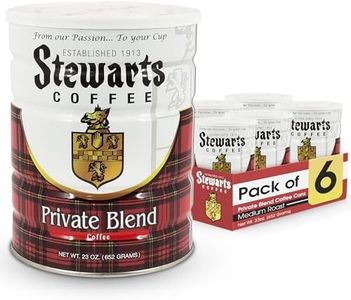 Stewarts Private Blend Medium Roast Ground Coffee - Classic Rich, Smooth & Full-Bodied Flavor Gourmet Coffee Grounds - Great for Hot, Cold Brew, Morning Breakfast, Cafe & More (23oz, Pack of 6 Cans)
