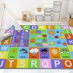 Capslpad Kids Rug for Learning ABC Alphabet Numbers Shapes150x200cm Large Kid Area Rug Non Slip Play Mat Washable Kids Play Floor Carpet for Children Playroom,Classroom,Bedroom,Toddler,Nursery Decor