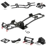 Linsvirgo 1/10 RC Metal Transmission Gearbox Carbon Fiber Chassis Frame Rails with Front Bumper Pull Rod Coupler Refit Set, Gen2 LCG RC Chassis Frame Kit Fit for Axial SCX10 II 90046 90047 86100 DIY