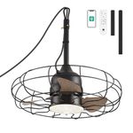 Orison Outdoor Ceiling Fans with Light, 21'' Wet Rated Outdoor Hanging Fan for Gazebo, Plug in Caged Lighting for Pergola Canopy, Hanging with Hook, 3 Color LED Light, Waterproof