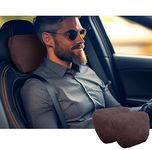 POKSRI Car Neck Pillow for headrests, Superfiber Suede Support Head Pillows,Plant-Based Polyester,30x19cm refillable&Multiple&Adjustable Drive Vehicle Rest Seats(deep Coffee, car Neck Pillow 2pcs)