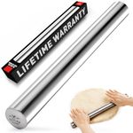 Zulay Kitchen 15.9 inch Professional Stainless Steel Rolling Pin - Lightweight Metal French Rolling Pin - Perfect for Baking, Fondant, Pizza Dough Roller, Dumpling