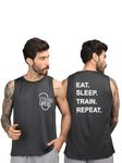 CHKOKKO Men Gym Tank Regular Fit Tops Sports Sleeveless Vest Darkgrey Xxl