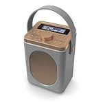 Portable DAB+ Radio with Bluetooth | 15 Hour Battery Playback and Mains Powered | Dual Alarm & Snooze Function| 20+ Presets, LED Display, FM, Headphone Jack | MAJORITY Little Shelford (Grey)