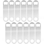 12-Pack Stainless Steel Flat Bottle Opener Bulk Set for Bartender, Bar Supplies for Restaurant, Kitchen, Heavy Duty Blank Bottle Openers for Wedding Gifts, Party Supplies (4.8x1.2 in)