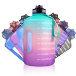 SLUXKE Gallon Water Bottle with Straw and Motivational Time Marker, Leakproof BPA Free 128OZ Large Fitness Sports Water Jug to Ensure You Drink Enough Water Throughout The Day