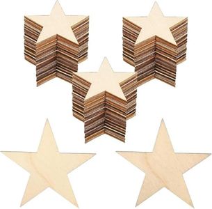 Estrellas de madera, mini discos de estrellas de madera, estrellas de madera, discos de estrellas de madera en blanco, para posavasos de madera, fabricación de decoraciones DIY, 5 cm, 100 piezas
